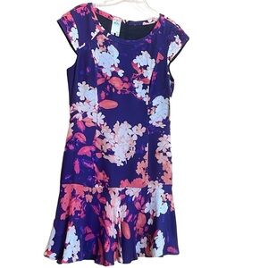 Ali Ro purple silk floral dress size 10
